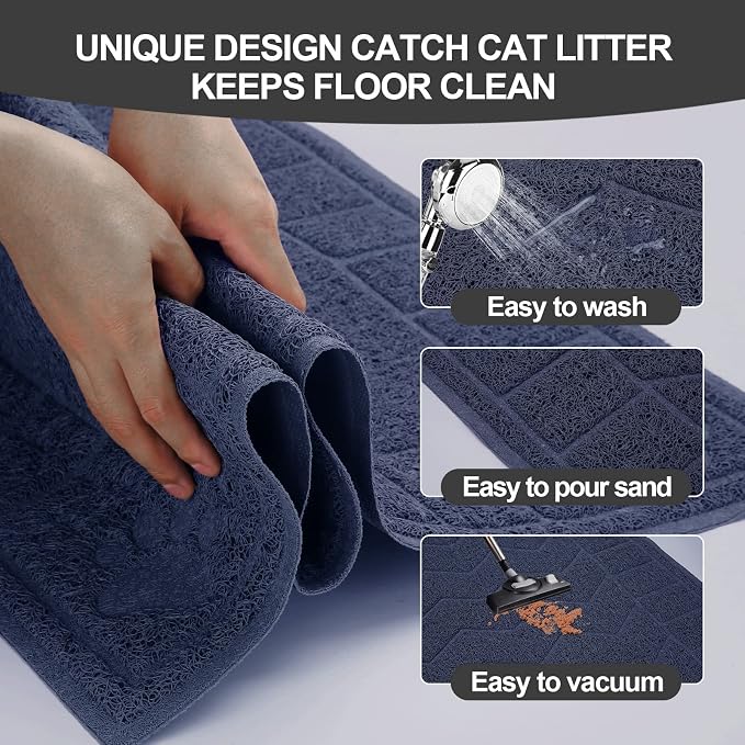 Cat Litter Mat, Litter Trapping Mat Soft on Kitty Paws, 35" x 26" Litter Box Mat for Cleaner Floors, Waterproof, Easy Clean, Durable Large Size Cat Litter Pad for Kitten