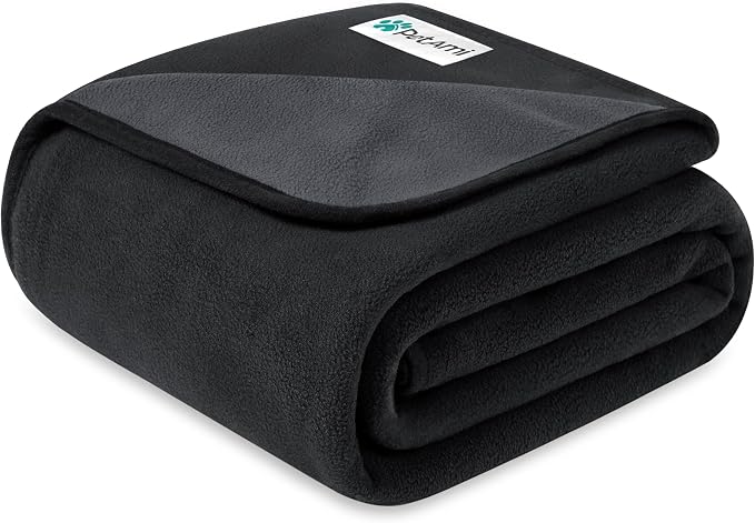 PetAmi Waterproof Dog Blanket for Couch, Pee Proof Reversible Cat Blanket for Sofa Bed Furniture Protector, Soft Fleece Washable Pet Throw for Dogs Cats Puppies Kittens, 40x60 Black Gray
