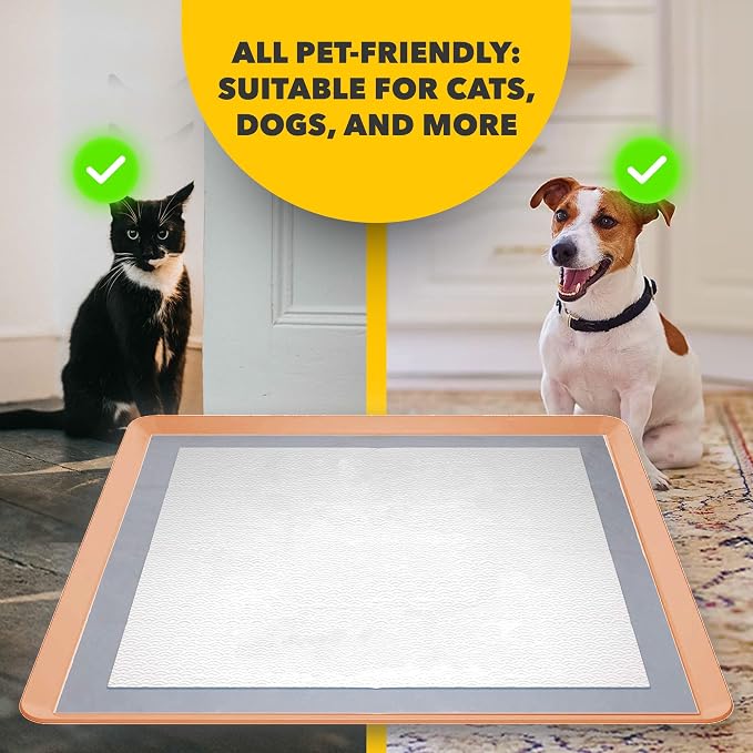 Skywin TidyFriend Travel Friendly Dog Pee Pad Holder Fits Up to 24” x 24” Wee Wee Pee Pads - Flexible Rollable Silicone Mat with Soft Edge - Quick Wipe & Potable Dog Pad Holder (Beige)