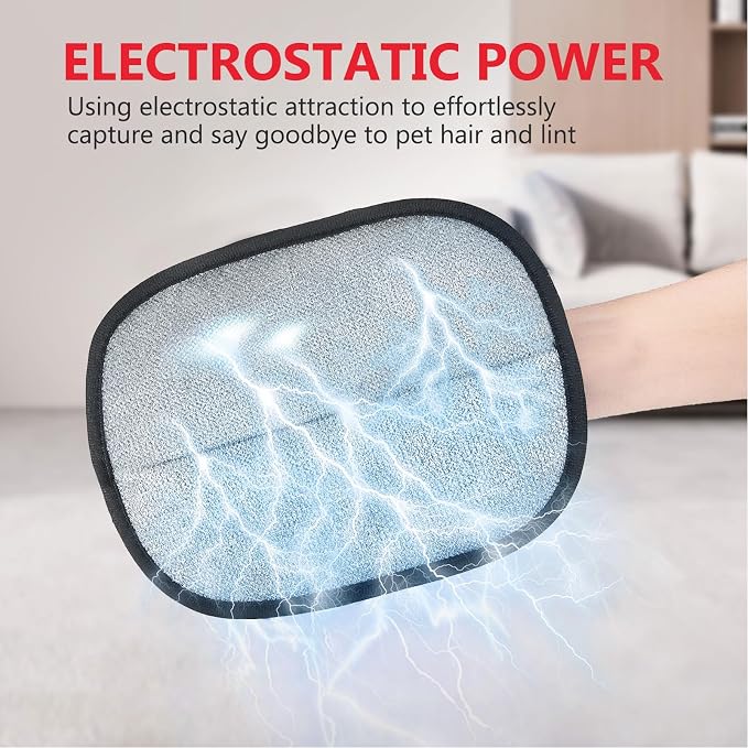2 Packs 5-Finger Pet Hair Removal Glove,Remover Tool for Dogs Cats | Electrostatic Magic Brush,Reusable Washable,Lightweight,Portable for Laundry Cleaning,Furniture,Sofa,Carpets,Car Seat,Red