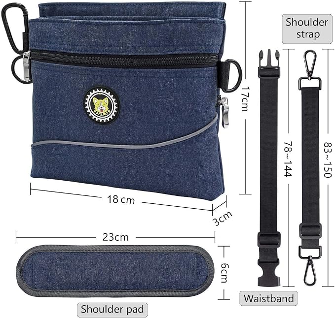 Viklluyr Dog Treat Pouch Bag with Magnetic Closure, Dog Food Carrier with Removable Inner Pocket, Perfect Dog Training Bag for Agility Training - Including Carabiner