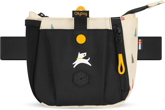 Backcountry Day Bag | Dog Training Treat Pouch | Eco-Friendly Recycled Fabric Fanny Pack with Zipper Closure, Built-in Poop Bag Dispenser & Adjustable Waist Belt (Terrazzo)