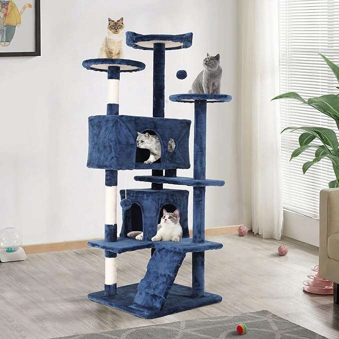 Catmax 70'' Tall Indoor 'Cat Condo' Tower, Multi-Level Cat Furniture with Cat Scratching Post/Stand, Corner Cat Tower for Medium Cats
