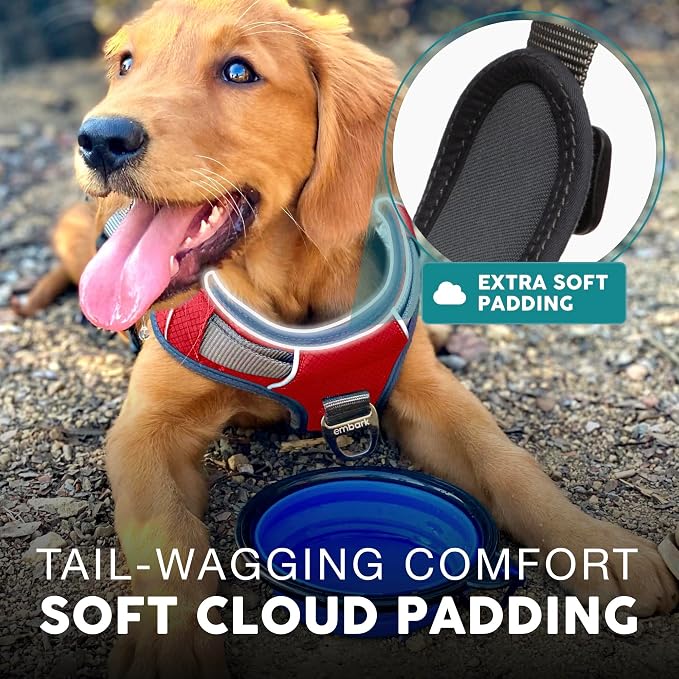 Embark Adventure Medium Dog Harness – No-Pull, Reflective Trim, Military-Grade Nylon, Front Clip with Gel-Lined Handle
