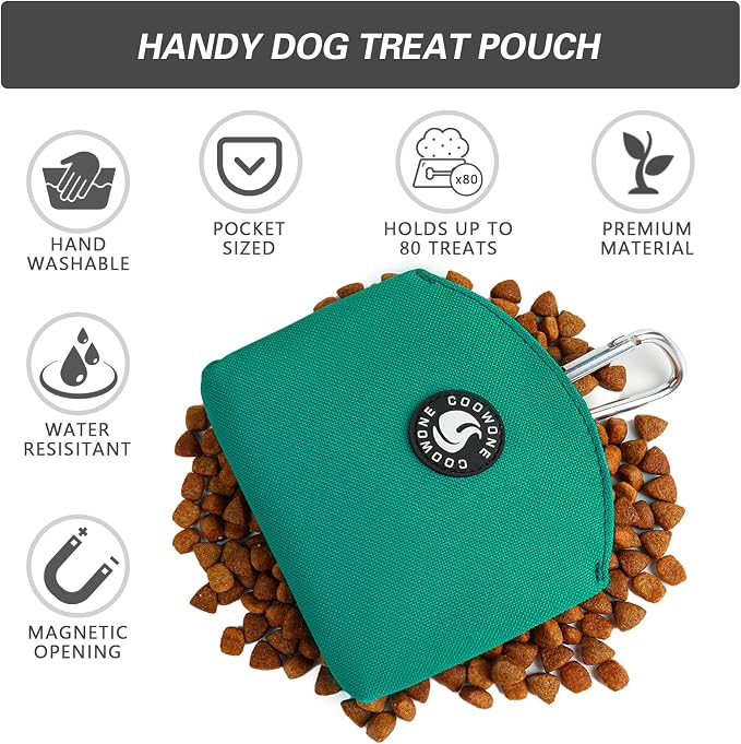 Dog Treat Pouch Magnetic Closure Small Dog Training Treat Pouch Pocket Sized Small Dog Treat Pouch with Clip (Green)