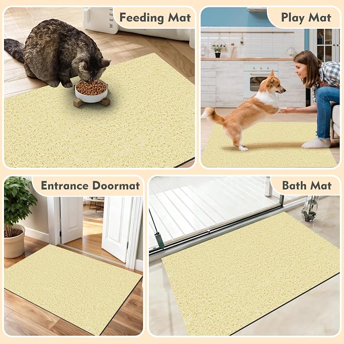 Bohemian Kitty Litter Mat 24"x17",Non-Slip Litter Box Mat, Washable Cat Litter Rug Catcher,Double-Layer Litter Trapping Mat for Scatter Control, Easy Clean Cat Food Mat & Floor Protector