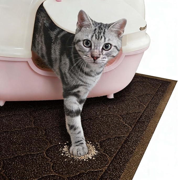 Cat Litter Mat Traps Litter from Litter Box XL Size 47"X36" Durable Trapping Rug, Non-Slip and Waterproof, Easy to Clean