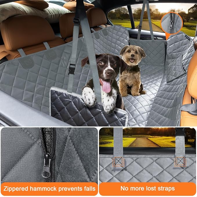 URPOWER Dog Car Seat Cover for Pets 100% Waterproof Seat Cover Hammock 600D Heavy Duty Scratch Proof Nonslip Durable Soft Back Seat Covers for Full Size Trucks