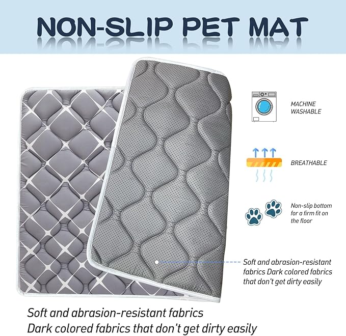Bubble bear Dog Crate Mat - Ultra Soft, Washable & Anti-Slip Kennel Pad for Small/Medium/Large Dogs, Dark-Hued to Hide Stains (48"x30")