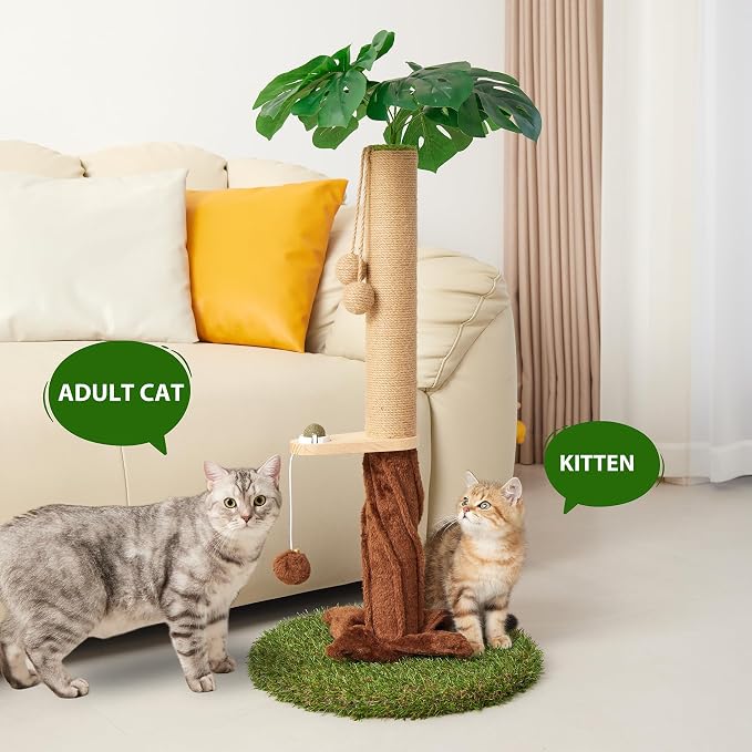 Cat Scratching Post, Cat Scratcher Kitten Scratch Post，Sisal Rope for Indoor Cats, Claw Scratcher for Indoor Cats and Kittens (Catnip Ball)