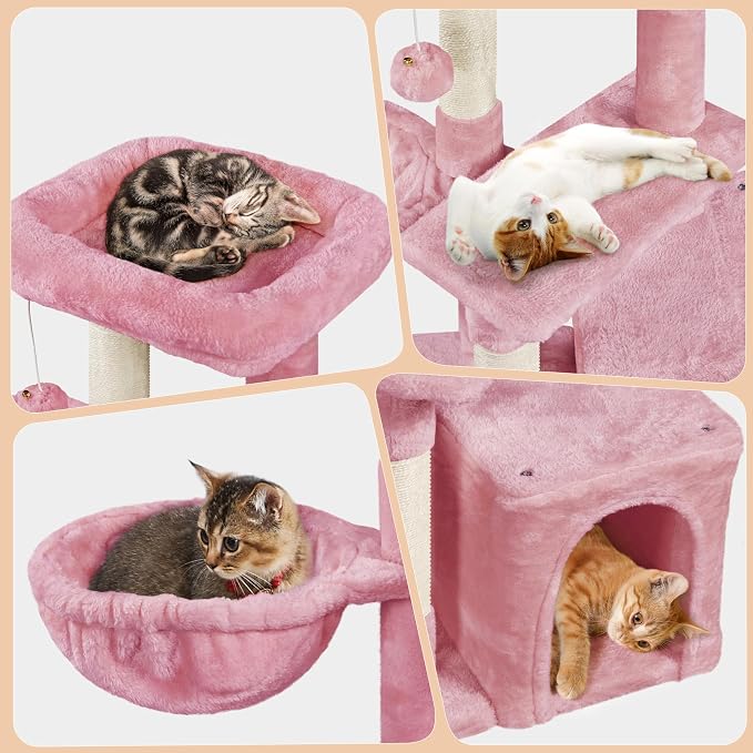 Topeakmart 34''H Cat Tower, Cute Cat Tree with Condo Nest Platform Scratching Posts, Activity Center for Indoor Cats Play & Rest