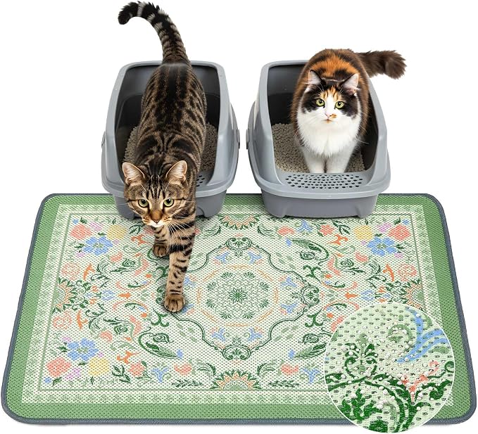 Unicorn Catcher 33"x22" Cat Litter Mat Machine Washable Litter Trapping Pad | Kitty Paw Friendly Padding With Breathable 3D Air Mesh Technology And A Non-Slip Base To Keep Home Floors Debris-Free