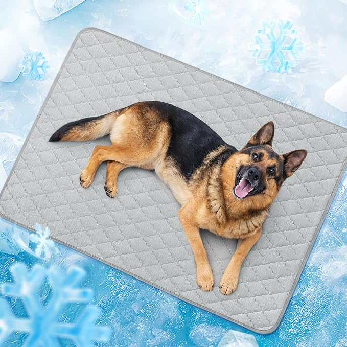 LOOBANI Dog Cooling Mat for Large Dogs 56"x36"- Cooling Pad for Dog, Cool Blanket for Dogs Machine Washable, Pet Cool Mat for Indoor, Outdoor, Couches, Crates, Car Seats for Trips (Grey, 56"x36")