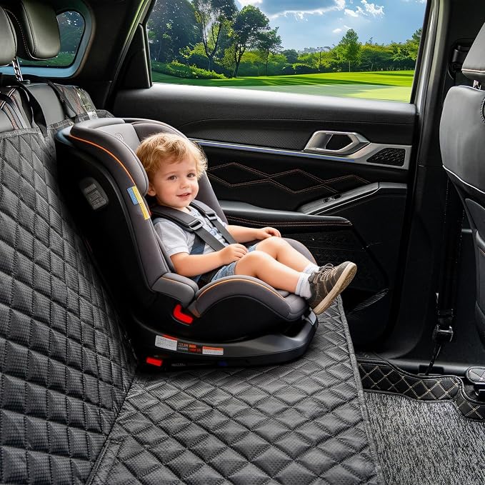 JSTHT Dog Car Seat Cover for Back Seat, Waterproof Bench Seat Cover Protector Nonslip Durable Soft Pet Dog Back Seat Cover for Car, Truck, & SUV, Universal Size (Black)