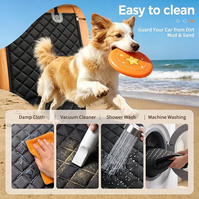 Yuntec Pet Car Seat Cover Back Seat Cover for Dogs Waterproof Dog Car Seat Cover Protector Scratchproof Durable Rear Seat Cover fits Middle Armrest for Cars Suvs Truck (57” Width) - Black