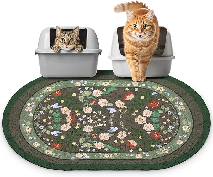 Bienbee Cat Litter Mat, 33" x 22" Dense Trapping Mesh for Litter Boxes | Litter Box Mat with PVC Mesh, Waterproof &Urineproof, Non-Slip Grip, Soft On Kitty Paws and Easy to Clean to Protect Floor