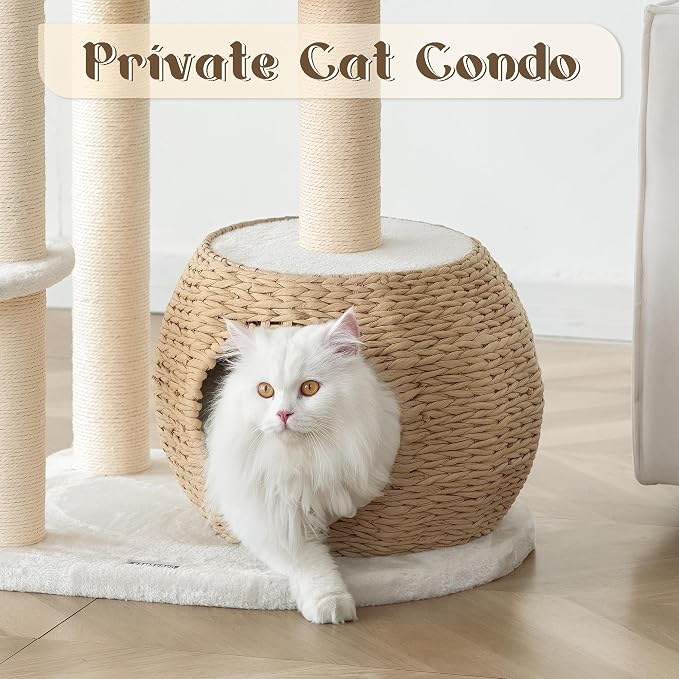 Modern Cat Tree, 39" Tall Cat Tree Tower for Cats, Cat Condo with Scratching Posts, Multi-Level Solid Wood Tower & Top Perch, Cat Furniture for Big Cats