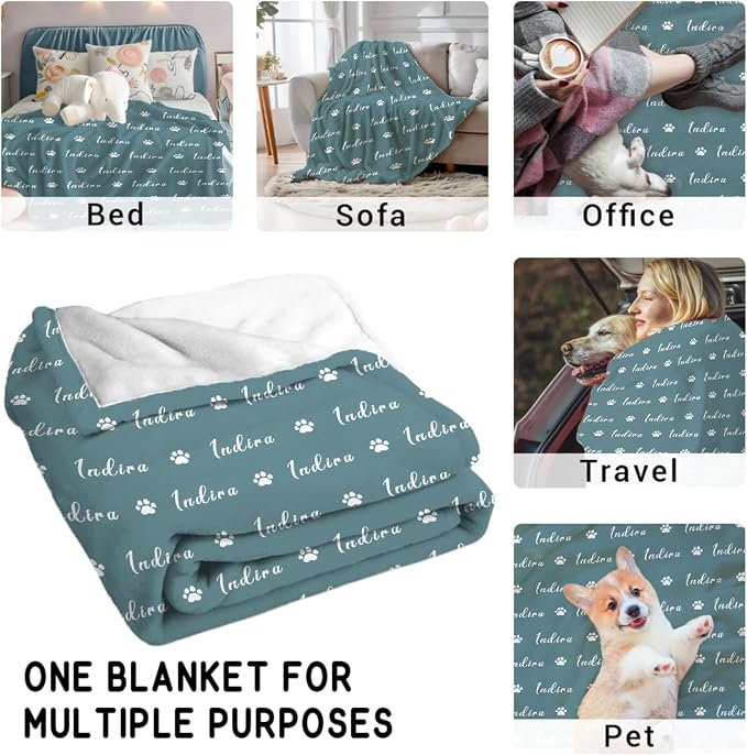 Custom Dog Blankets with Pictures, Personalized Name Blanket for Pets, Customized Pet Photo Throw,The Lightweight Blanket All-Season 50"x40"for Kids