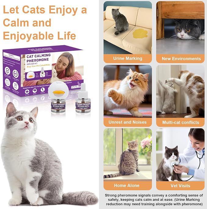 Reespring Cat Pheromones Calming Diffuser Starter Kit: Premium Pheromone Diffuser for Cats - Cat Pheromones Diffuser - Cat Calming Diffuser - Cat Calming Pheromone Diffuser (1 diffusers+ 2 Refills)