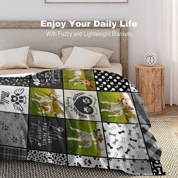 Artsadd Personalized Blanket with Picture in Memory of Dog Custom Photo Blanket Memorial Pet Loss Sympathy Gift