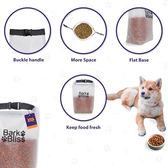25-Cup Dog Food Travel Bag, Large Portable Container, Leak Proof, Water Resistant, Hook & Loop, Flat Base, Collapsible, Hold 6.6lbs of Kibble, Camping/Travel