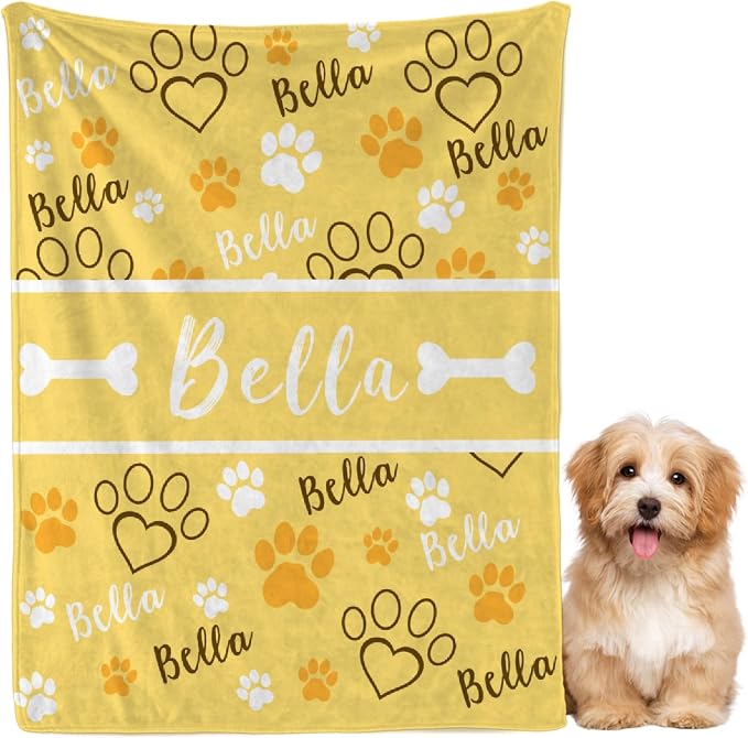 Custom Dog Blankets with Pictures, Personalized Name Blanket for Pets, Customized Pet Photo Throw,The Lightweight Blanket All-Season 40"x30"for Pet
