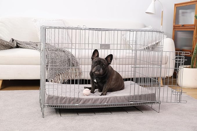 NUPIDA Orthopedic Dog Beds for Medium Dogs Waterproof Dog Bed for Crate, with Removable Washable Cover and Non-Slip Bottom, 29x18 Inch, Light Gray