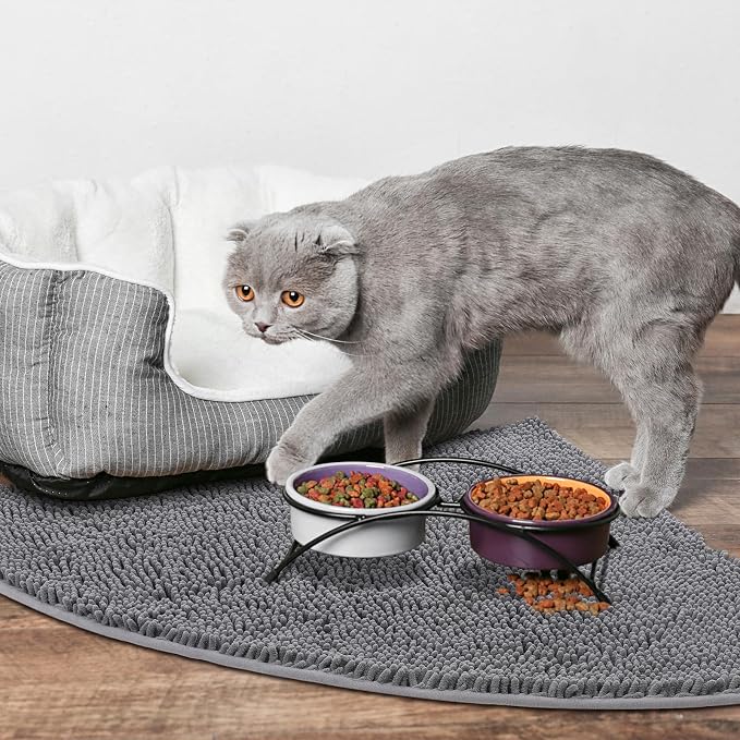 Tinideya Corner Cat Litter Mat 31"x 31" Kitty Litter Box Trapping Mat Large Waterproof Corner Rug Non Slip, Easy Clean, Machine Washable(Dark Gray)
