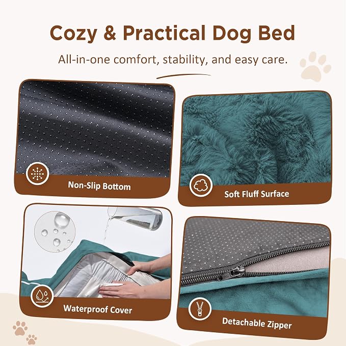 Comfort Expression Orthopedic Dog Beds for Large Sized Dog with Bolster | Waterproof Dog Couch Bed with Washable Cover & Non-Slip Bottom, Supportive Egg Crate Foam Large Pet Bed, 36x27 Inch