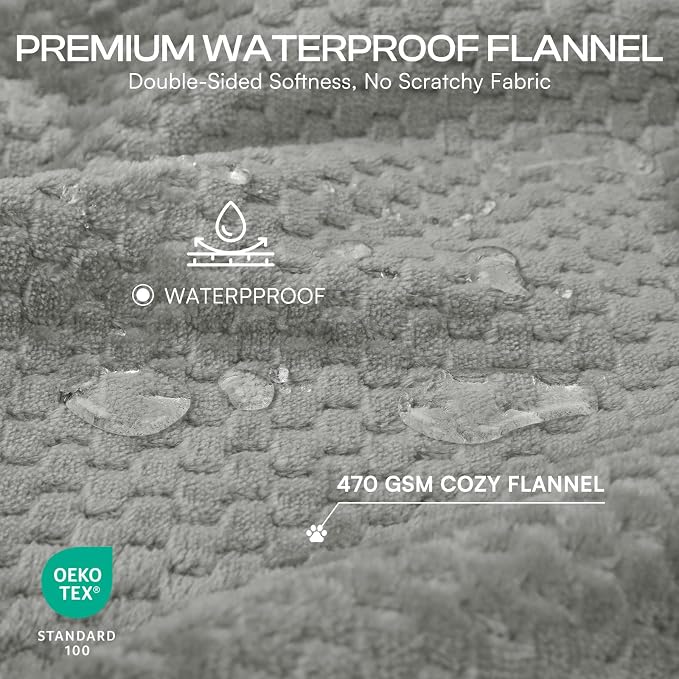 Luciphia Waterproof Blanket for Small Dog Cat Puppy Ultra-Soft & Calming Pet Throw Reversible Warm Fleece Durable Furniture Crate Couch Cover Protector Machine Washable Leakproof Grey, S (40''x28'')
