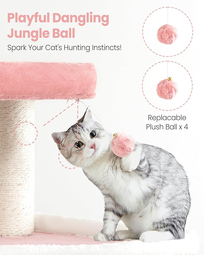 Cat Tree Tower for Large Cats Adult - 60 Inch XXL Sturdy Heavy Duty Extra Wide Scratching Posts (φ4.4in) Condo - Indoor Big Cat House Hammock Perch - XL Wood Multi Level Feline Pet Bed Trees Houses