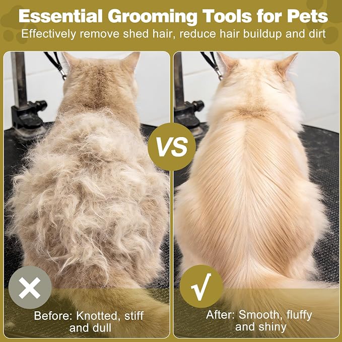 Dog Brush for Shedding, Wood Deshedding Brush for Dogs, 4.3inch | Ergonomic Pet Hair Removal Tool, Painless Wood Remover for Pet Hair, Cats, Horses Cleaning, Grooming, Short and Long Fur