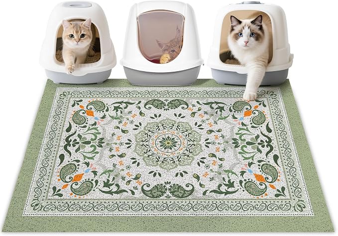 Unicorn Catcher 40"x30" Cat Litter Mat Non-Slip Washable Litter Box Mat | High-Density PVC Litter Catcher Mat Efficiently Traps Scattered Litter From Paws To Keep Floors Clean