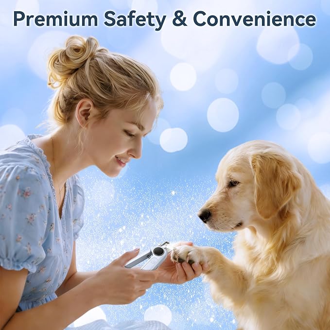 2-in-1 Quiet Electric Pet Nail Clipper & Grinder with Light for Dogs Cats (Blue) Dual LED Lights,3-Speed Grinder,Nail Clipping Splash Guard,Type-C Rechargeable,Quiet Design for Anxious Dogs & Cats