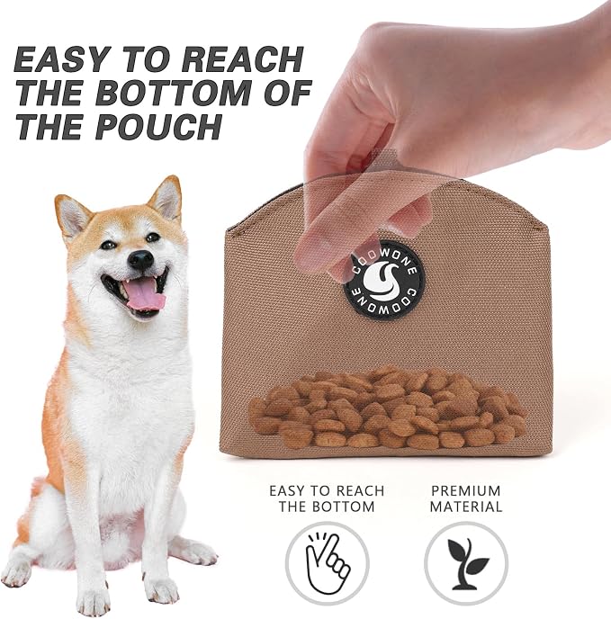 Dog Treat Pouch Magnetic Closure Small Dog Training Treat Pouch Pocket Sized Small Dog Treat Pouch with Clip (Coffee)