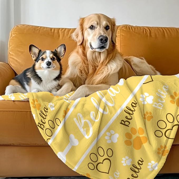 Custom Dog Blankets with Pictures, Personalized Name Blanket for Pets, Customized Pet Photo Throw,The Lightweight Blanket All-Season 40"x30"for Pet