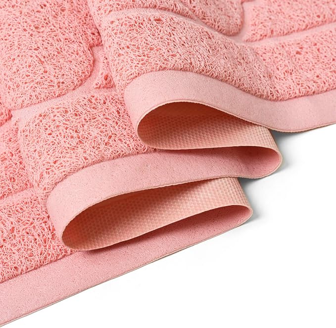 Cat Litter Box Mat, Kitty Premium PVC Pad, Durable Trapping Rug, Phthalate Free, Urine-Resistant, Scatter Control, XXL 47 x 36 Inch, Baby Pink