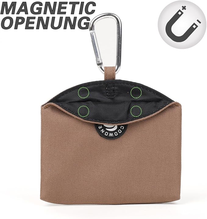 Dog Treat Pouch Magnetic Closure Small Dog Training Treat Pouch Pocket Sized Small Dog Treat Pouch with Clip (Coffee)