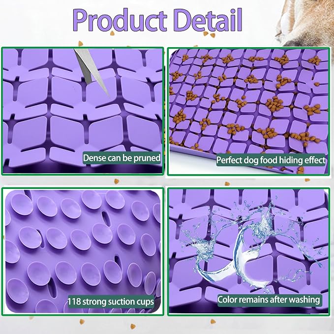 Silicone Snuffle Mat for Small Medium Dogs,Slow Feeder Lick Mat for Pet Slow Down Eating,Encourages Natural Foraging Skill,Interactive Feed Game Toy Lick Mat Bowl for All Breed Dog