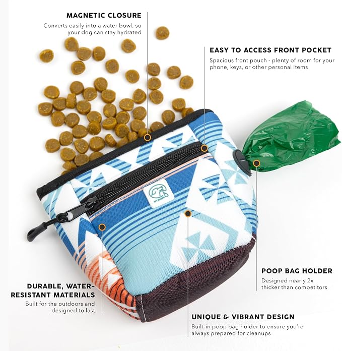 Embark Dog Treat Pouch - Waterproof Training Bag & Portable Water Bowl | Leakproof Treat Bag with Hook, Magnetic Closure, Extra Pocket for Phone & Keys with Poop Bag Outlet For Dogs - Black