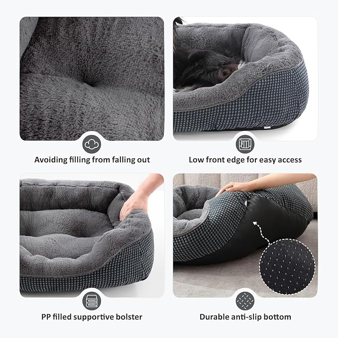 INVENHO Large Dog Beds Large Sized Dog, Washable Orthopedic Warming Soft Sleeping Durable with Anti-Slip Bottom