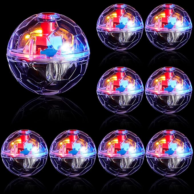 Jecery 9 Pcs Ghost Hunting Light Up Cat Balls LED Motion Activated Cat Toy Interactive Lighted Ball Pet Glowing Mini Running Exercise Toys for Kitten Dog Pet Animals Activity(Transparent)
