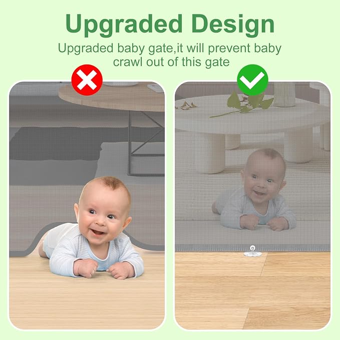 Retractable Baby Gate for Stairs & Doorways, 33" Tall Extends to 55" Wide | Extra Wide Safety Kid Pet Gate, Mesh Dog Gate for Indoor, Outdoor, Hallways One-Handed Operation, Easy Install(33”x55”- Grey)