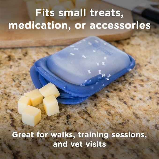 Stasher Pet Reusable Food Storage Puppy Essentials Kit, 4-Cup Dog Travel Bag, Treat Bags & Dog Food Can Lids, Airtight Seal, Food Grade Silicone, Freezer & Dishwasher Safe, Dog Gift