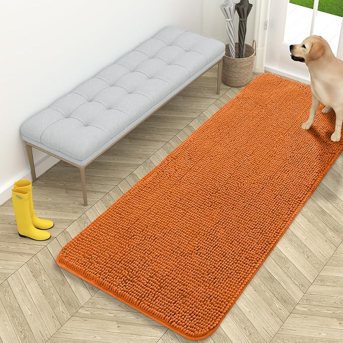 OLANLY Dog Door Mat for Muddy Paws 59x24, Super Absorbent Chenille Mud Mat | Clay, Absorbs Moisture and Dirt, Non-Slip Machine Washable Doormat, Quick-Drying Indoor Entryway Floor Carpet for Dogs