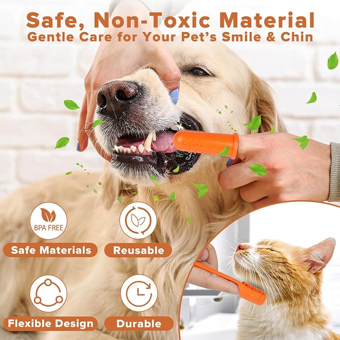Augwind 6PCS Grooming & Bath Supplies for Dogs, Cats | Dog Washing Gloves | Dog Bath Brush | Dog Shower Brush | Pet Grooming Gloves | Dog Grooming kit | Pet Supplies for Showerhead & Sprayer (Orange)