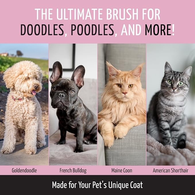 Tauro Pro Line Deshedding Slicker Brush for Dogs & Cats, Soft Pins for Gentle Dematting & Detangling, Grooming Tool for Long & Dense Coats, Ideal for German Shepherds, Non-Slip, Pink, Small Size (S)