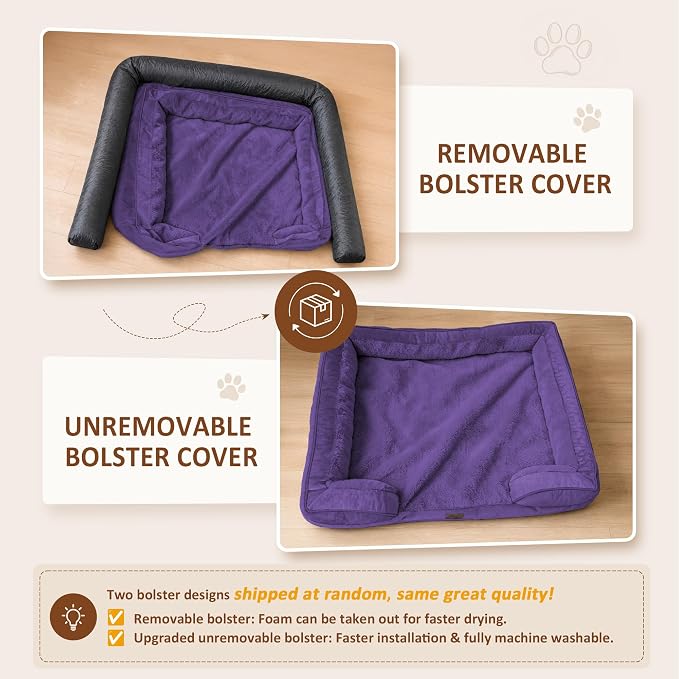 Comfort Expression Orthopedic Dog Bed for Medium Size Dog with Bolster | Waterproof Dog Couch Bed with Washable Cover & Non-Slip Bottom, Supportive Egg Crate Foam Medium Pet Bed, 30x20 Inch