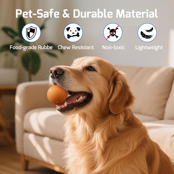 SNOYWEN Smart Interactive Dog Toy, Automatic Moving Bouncing Rolling Ball, Food-Grade Rubber Material IPX7 Waterproof Active Ball for Medium and Large Dogs (Orange)