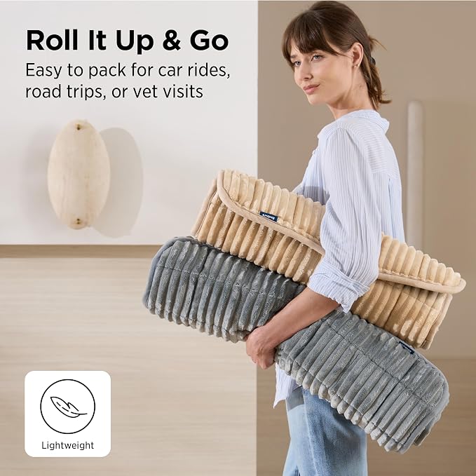 Bedsure ComfyFleece™ Washable Dog Crate Pad,Soft Fluffy Large Pet Mat,35" | Thin Kennel Pad for Crates Topper,Flat Corduroy Fleece Pads for Dog Cages,Nonslip Bottom,Not Chewproof,Grey